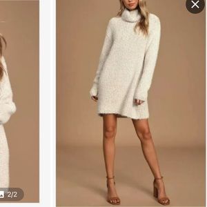 Lulu's Soft Cream Long Sleeve Dress